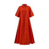 THE STROMBUS MAXI SHIRT DRESS-TANGERINE