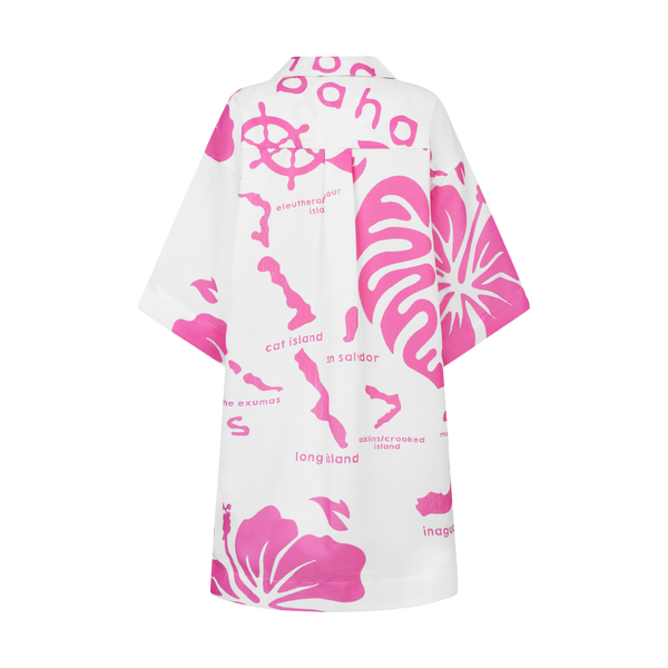 ARCHIPELAGO TUNIC DRESS- WHITE & PINK