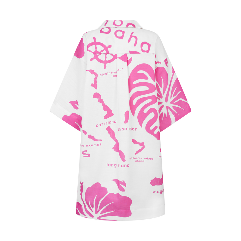 ARCHIPELAGO TUNIC DRESS- WHITE & PINK