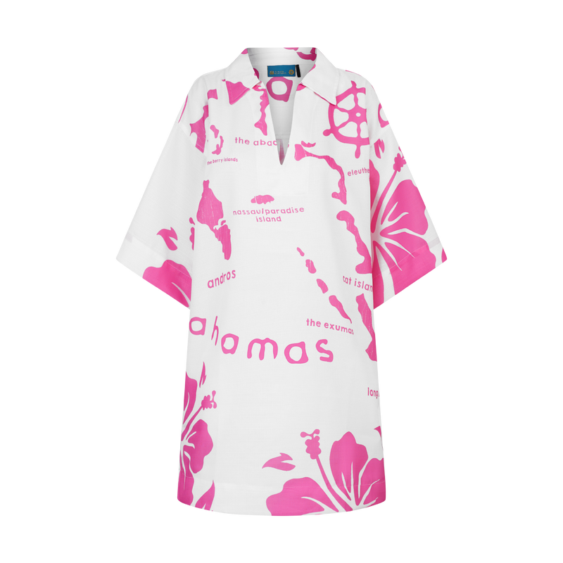 ARCHIPELAGO TUNIC DRESS- WHITE & PINK