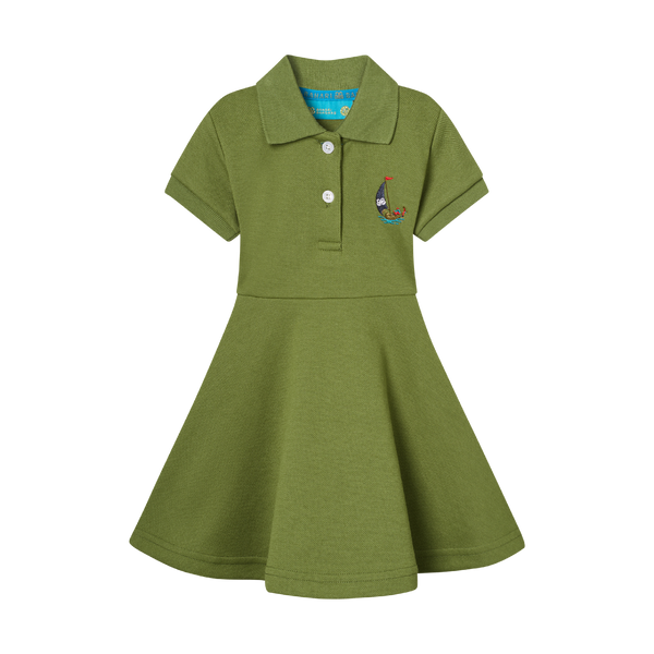 GIRLS STAPLE DRESS-MOSS