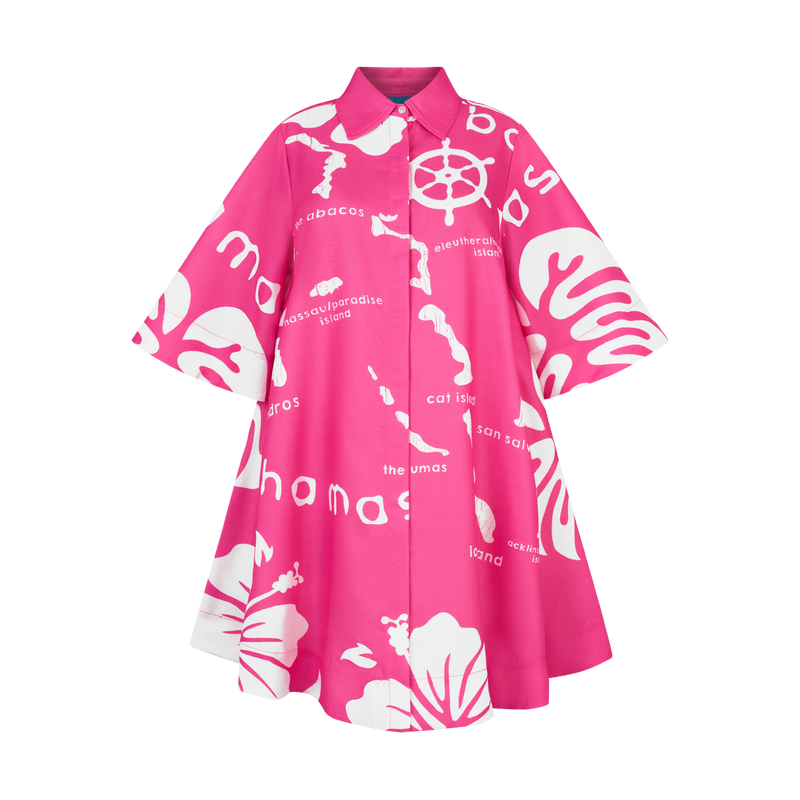 ARCHIPELAGO SHIRT DRESS- DARK PINK