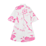 ARCHIPELAGO SHIRT DRESS- WHITE & PINK