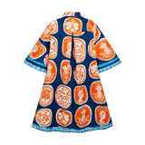 COMMERCIA SHIRT DRESS-NAVY ORANGE