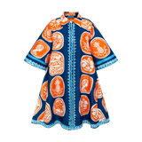 COMMERCIA SHIRT DRESS-NAVY ORANGE