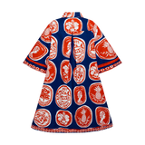 COMMERCIA SHIRT DRESS-NAVY RED