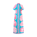 COMMERCIA RUCHED DRESS-AQUA CORAL