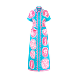 COMMERCIA RUCHED DRESS-AQUA CORAL