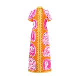 COMMERCIA RUCHED DRESS-TANGERINE PINK