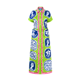 COMMERCIA RUCHED DRESS-GREEN NAVY