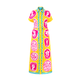 COMMERCIA RUCHED DRESS-YELLOW PINK
