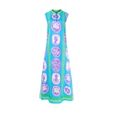 COMMERCIA MAXI TUNIC DRESS-AQUA PURPLE