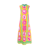 COMMERCIA MAXI TUNIC DRESS-YELLOW PINK