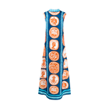 COMMERCIA MAXI TUNIC DRESS-NAVY ORANGE
