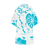 ARCHIPELAGO TUNIC DRESS-WHITE & AQUA