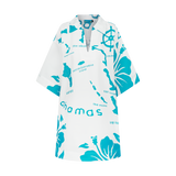 ARCHIPELAGO TUNIC DRESS-WHITE & AQUA