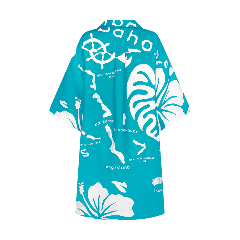 ARCHIPELAGO TUNIC DRESS-AQUA & WHITE