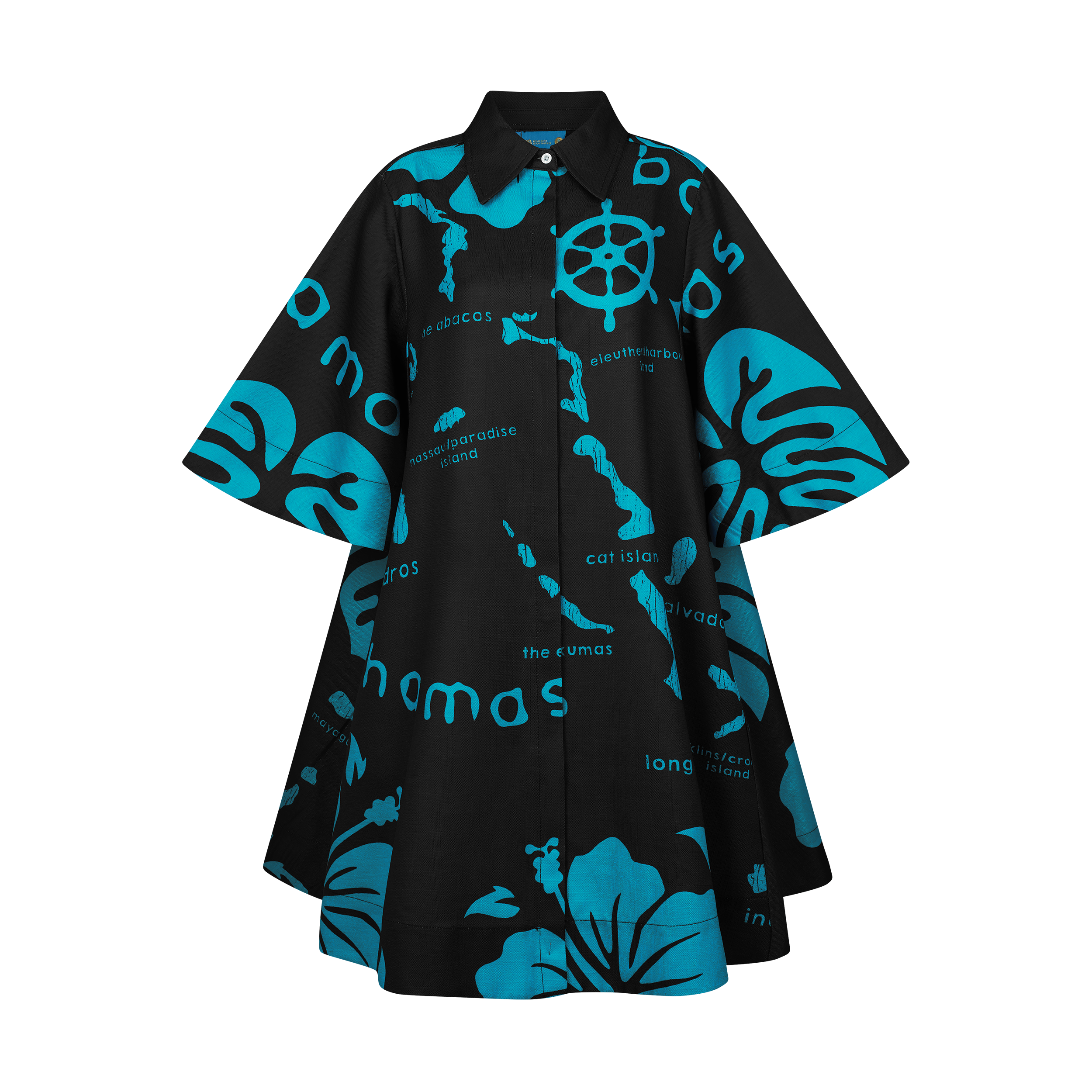 ARCHIPELAGO SHIRT DRESS-BLACK