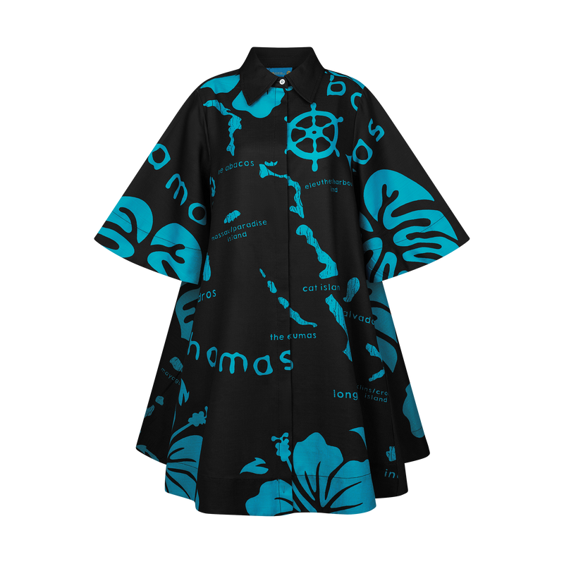 ARCHIPELAGO SHIRT DRESS-BLACK