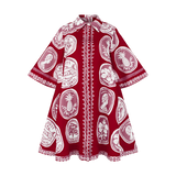 THE COMMERCIA SHIRT DRESS-MAROON