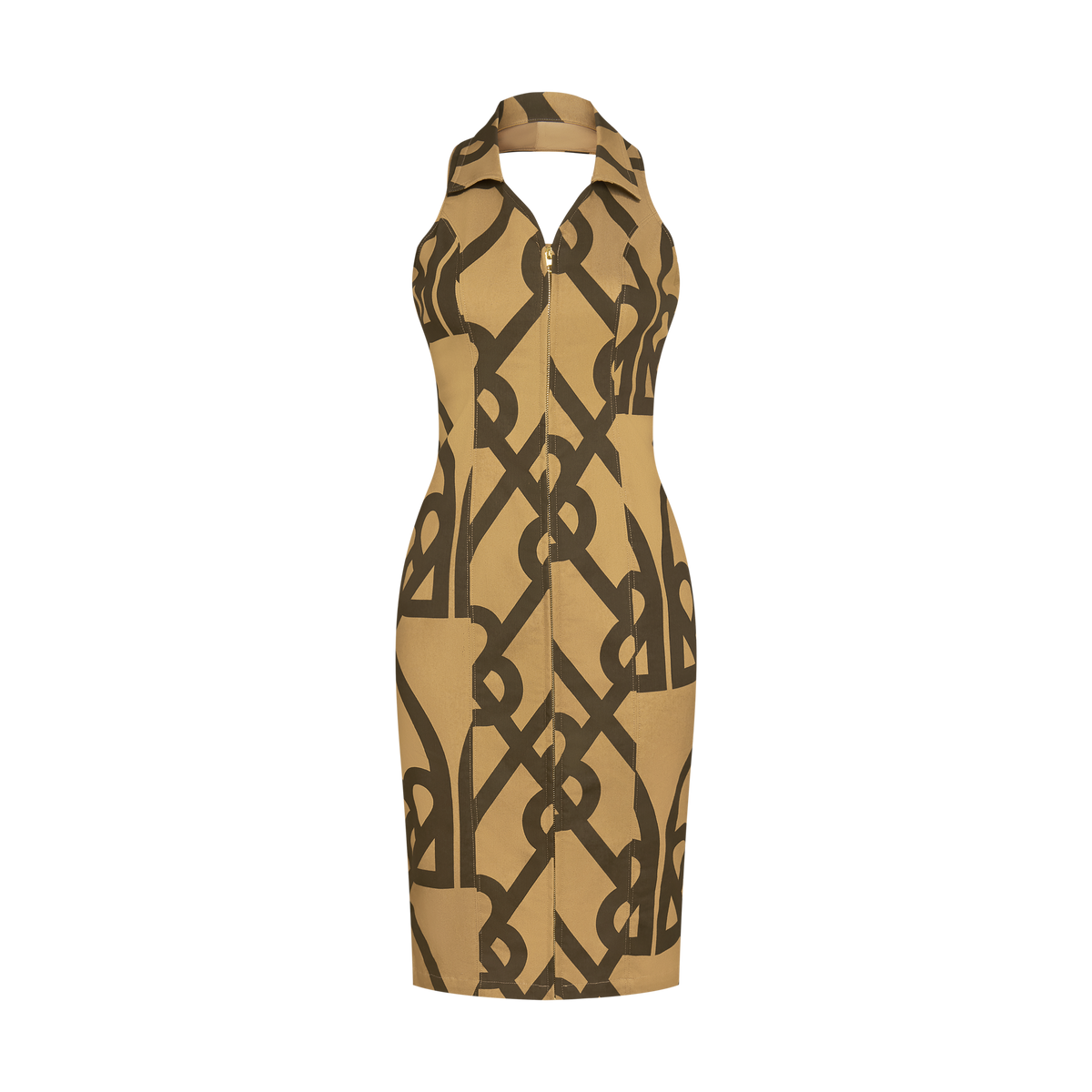 DENOGRAM HALTER DRESS-BROWN