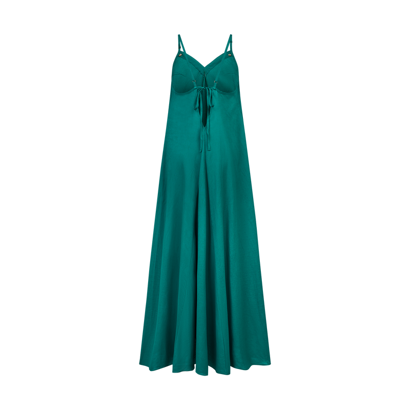 THE STROMBUS LINEN MAXI DRESS-GREEN
