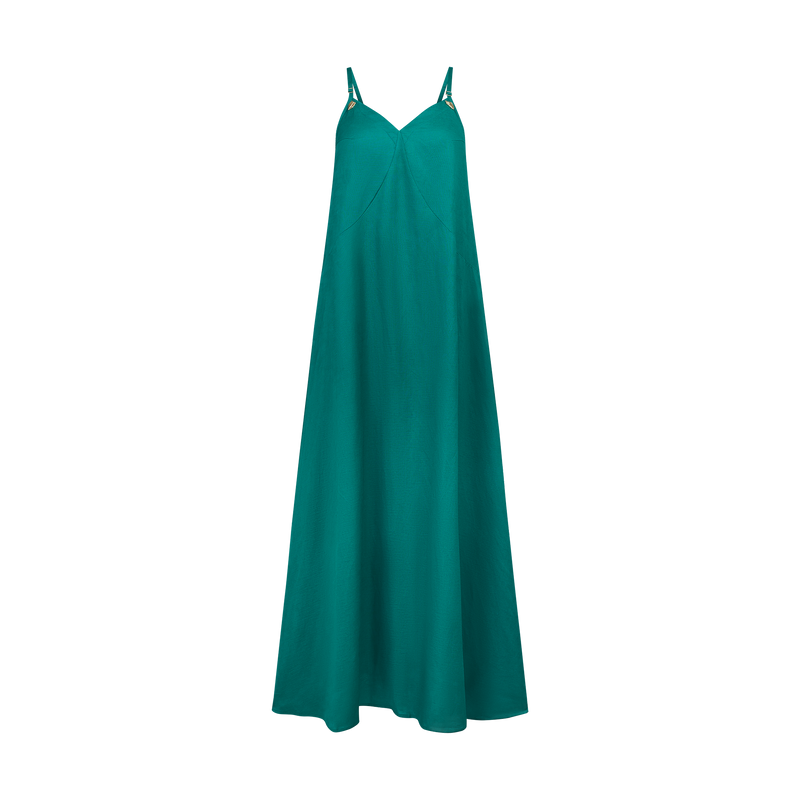 THE STROMBUS LINEN MAXI DRESS-GREEN