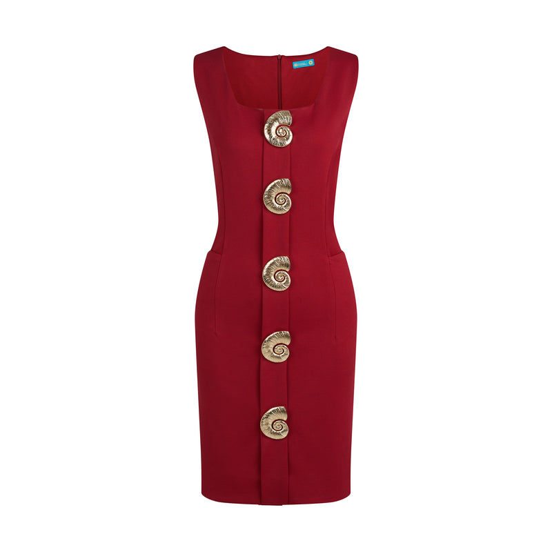 THE PHYLUM SHEATH DRESS-BURGUNDY