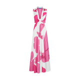 CUTOUT DRESS-WHITE & PINK