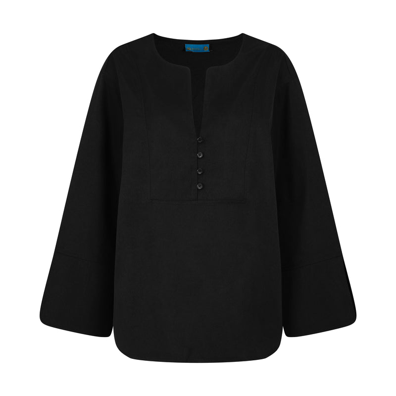 THE TUXEDO BLOUSE-BLACK