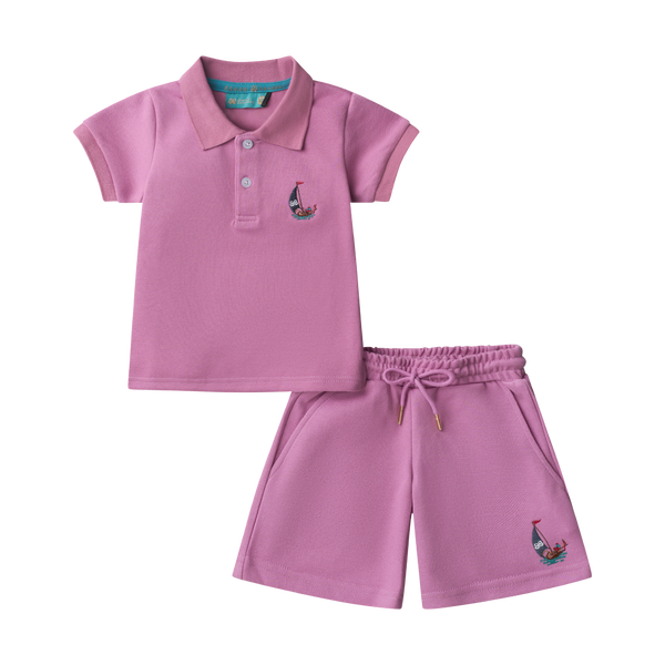 BOYS STAPLE POLO SET-MAUVE