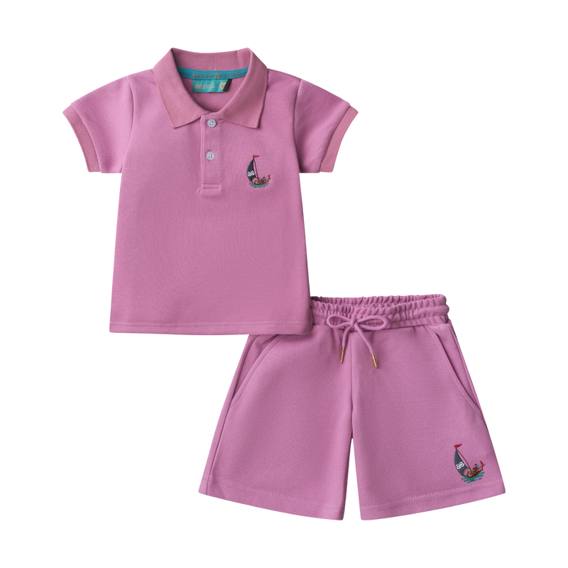 BOYS STAPLE POLO SET-MAUVE