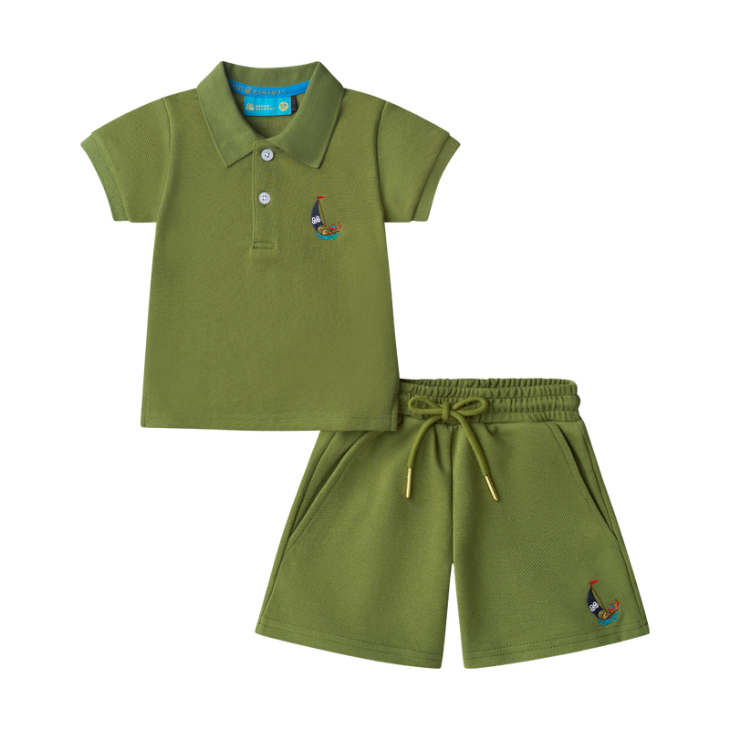 BOYS STAPLE POLO SET-MOSS