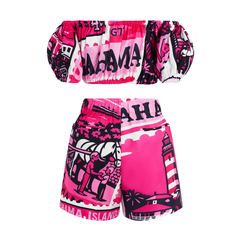 2025 BREAST CANCER OFF-SHOULDER PANT SET