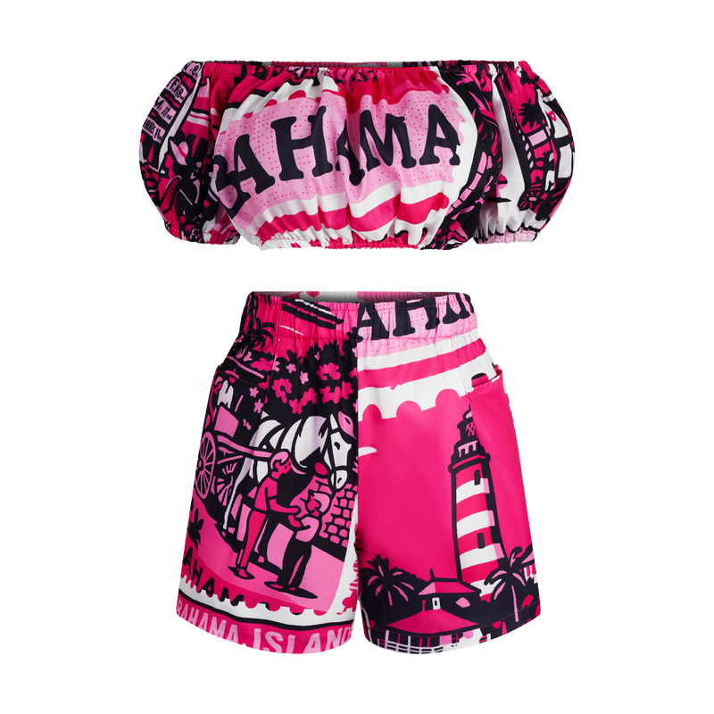2025 BREAST CANCER OFF-SHOULDER PANT SET