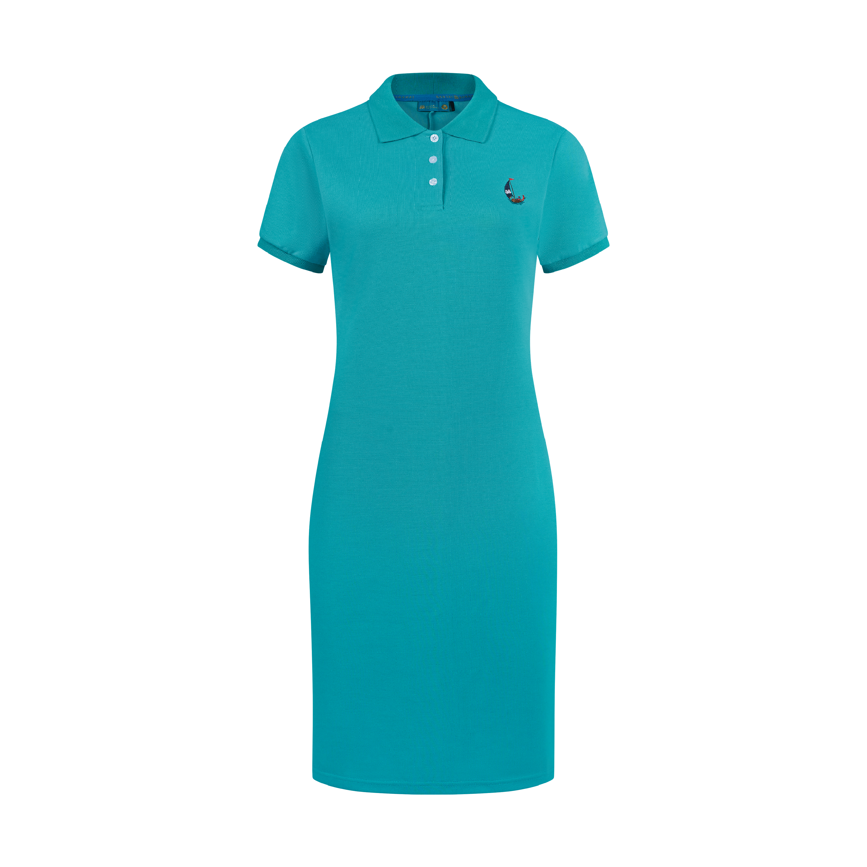 THE STAPLE POLO DRESS-AQUA
