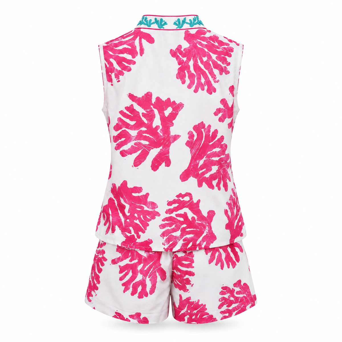 Bahari Androsia Top & Shorts Set-White