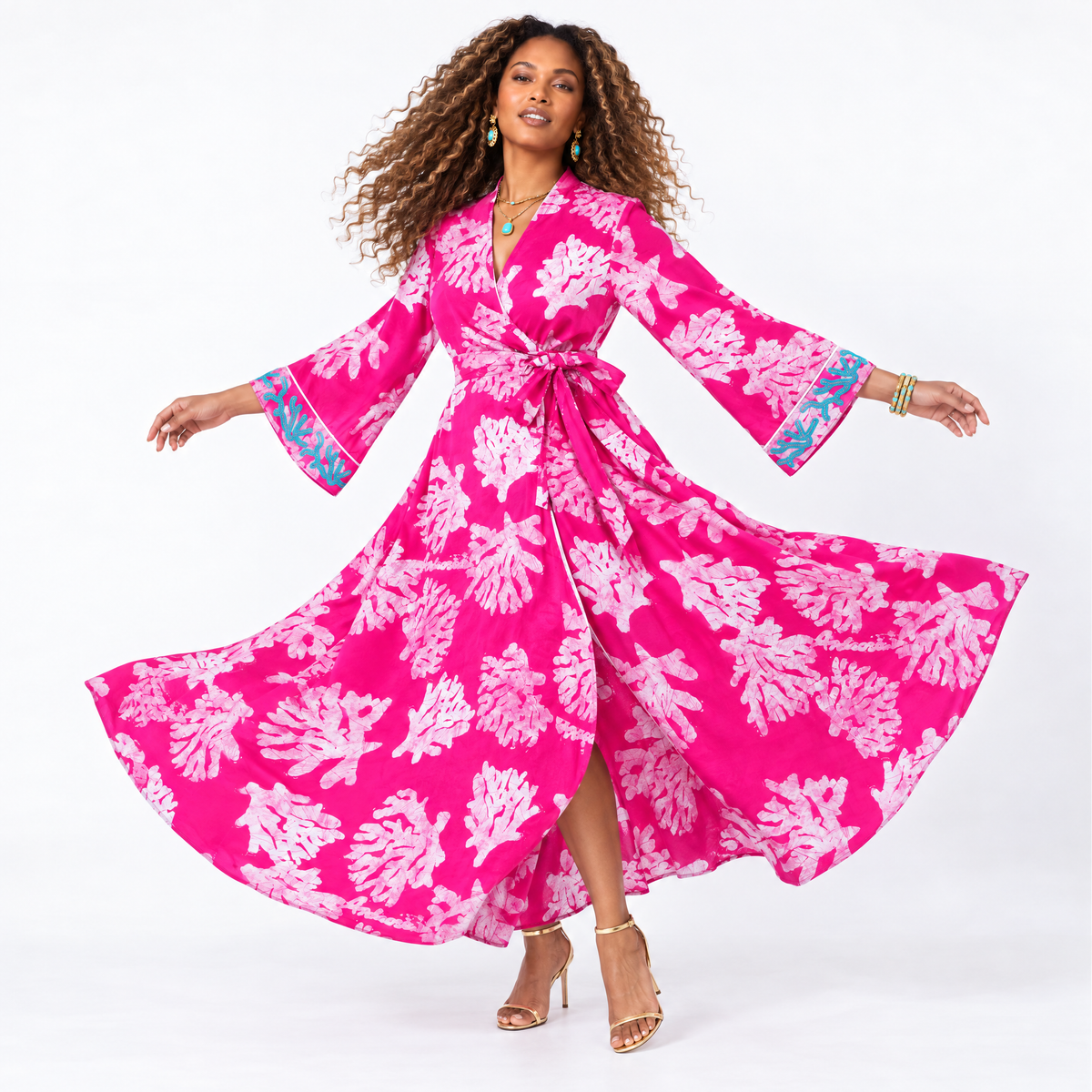 Bahari Androsia Wrap Dress- Pink