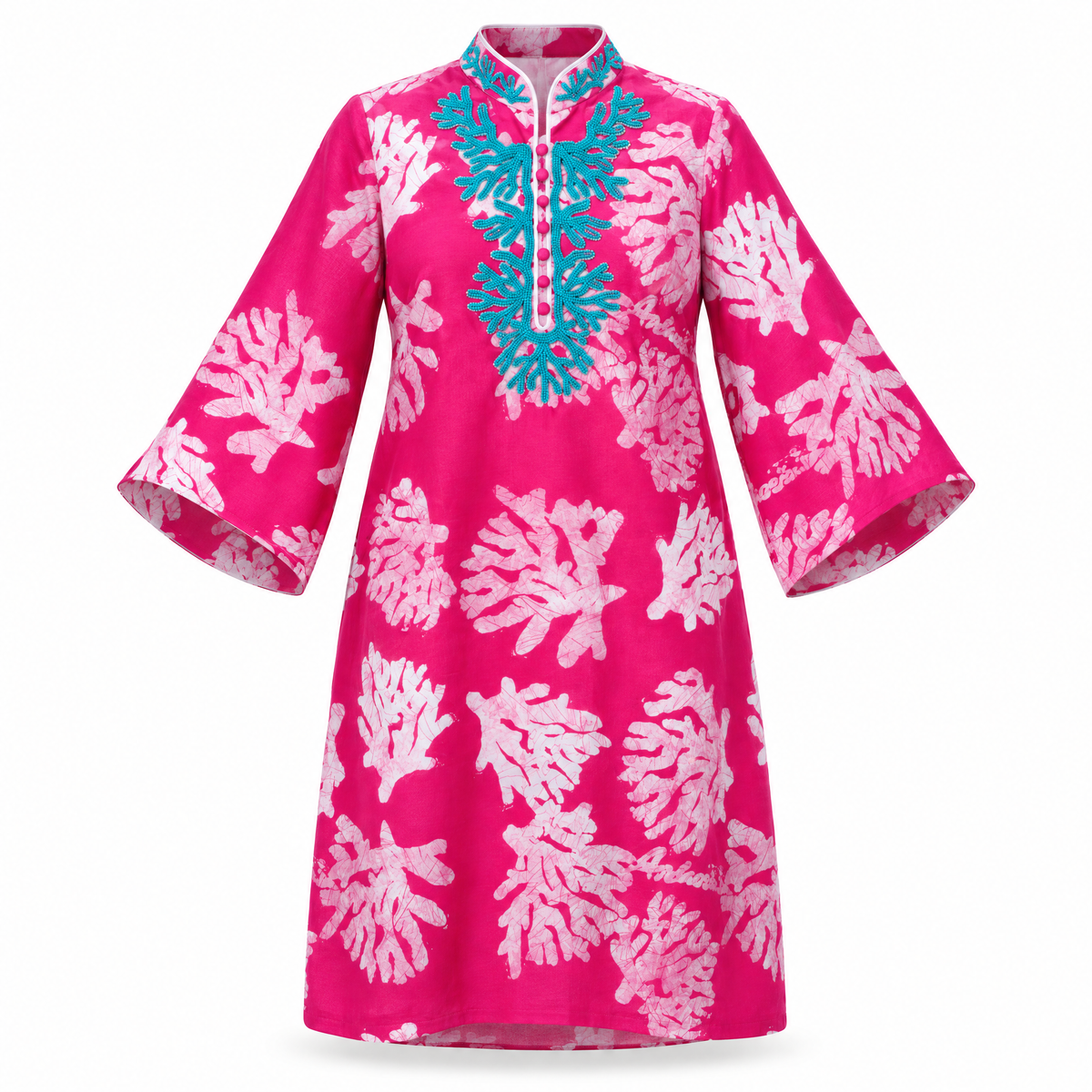 Bahari Androsia Midi Kaftan Dress-Pink