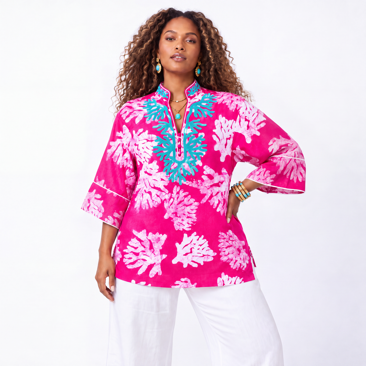 Bahari Androsia Tunic Blouse-Pink