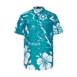 THE ARCHIPELAGO BUTTON UP- AQUA & WHITE