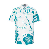 THE ARCHIPELAGO BUTTON UP- WHITE & AQUA